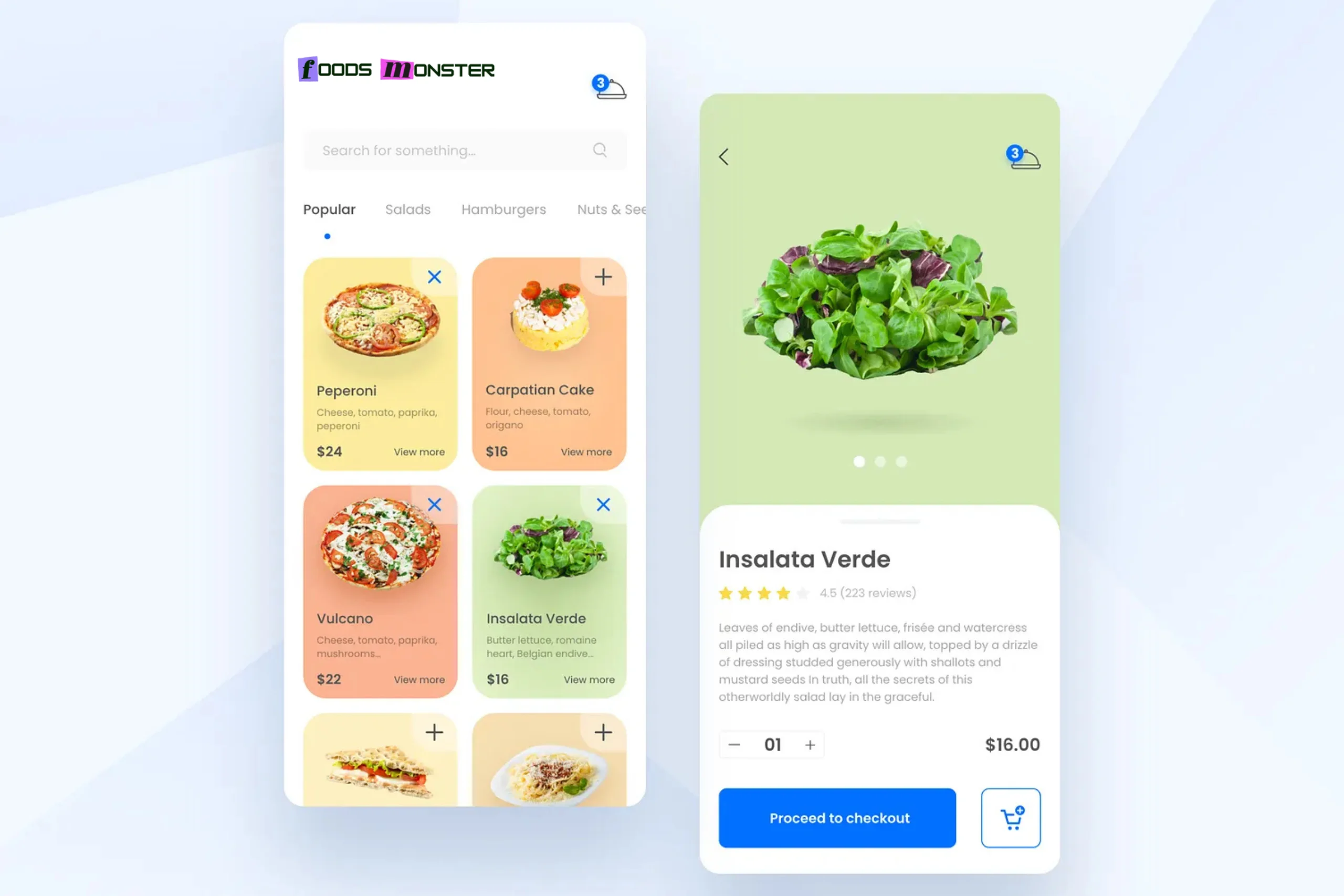 Foods Monster menu management interface